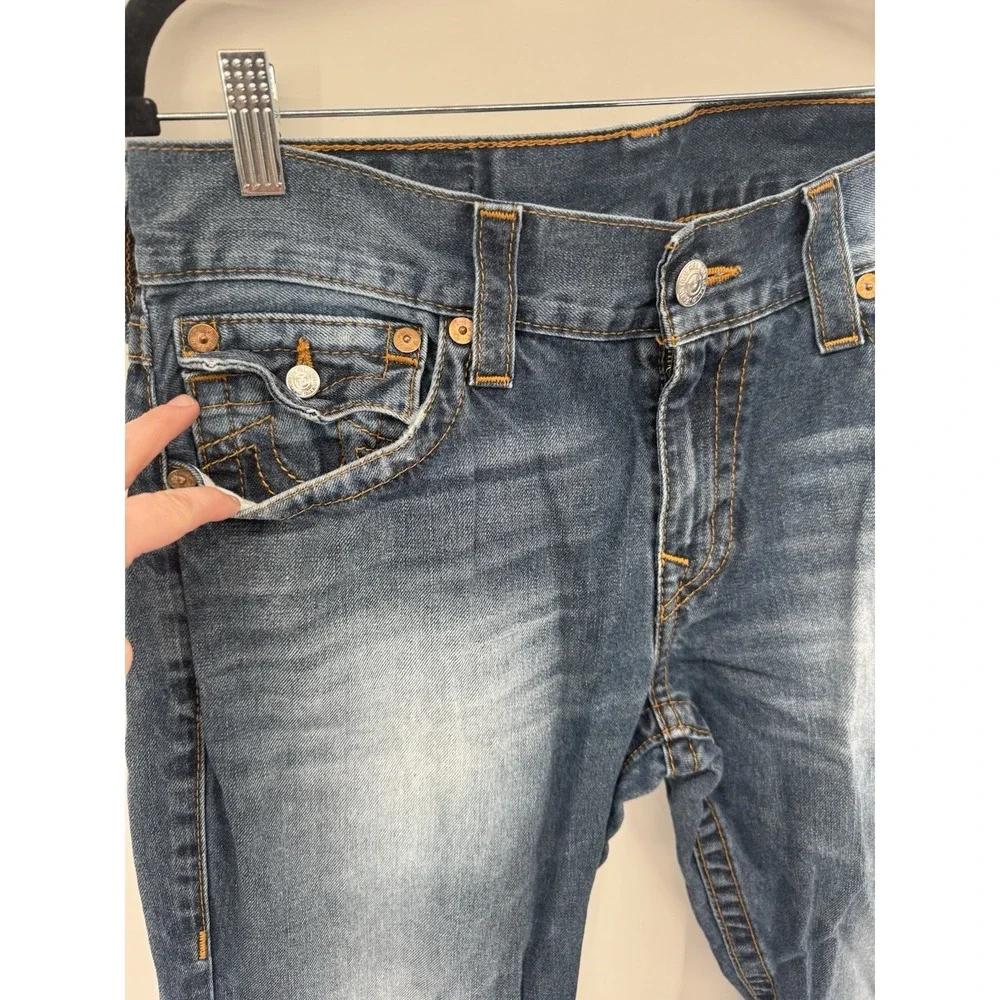 True Religion World Tour Section Slim Seat Jeans Light-Mid Wash Men's 32 USA Y2K